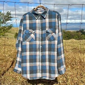 Molokai Surf Co Blue Plaid Flannel Long sleeve L